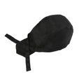 Detail of adjustable black chef bandana hat with straps made of smooth textile fabric - Black