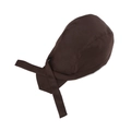Detailed side view of deep coffee brown breathable cloth chef tie-back pirate hat - Coffee