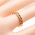 Main view of a golden ring with micro-pave rainbow cubic zirconia crystals - Rainbow Gradient Pave Style (CR006)