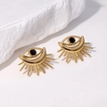 Pendientes de acero inoxidable bañados en oro de 18K con diseño de ojo de la suerte - Dorado