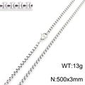 Silver 3mm box chain necklace with lobster clasp, 50cm length and 13g weight details - 500x3mm / Steel
