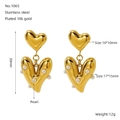 Orecchini a cuore placcati oro 18k con perle e specifiche dettagliate sulle misure - Oro
