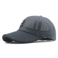 Men's dark gray mesh baseball cap with breathable grid fabric and adjustable strap - Adjustable / Dark Gray