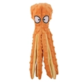 Orange octopus plush dog toy with squeaky feature and bumpy textured fabric for pets - Orange
