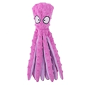 Pink octopus pet plush toy made of soft minky dot fabric with durable squeaky design - Purple