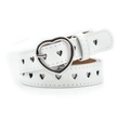 Cintura in pelle bianca da donna con fibbia a cuore argento e ritagli a forma di cuore - 105cm / Bianco
