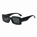 Modern square frame sunglasses in black finish with sleek dark grey lenses for women and men - Black Frame