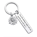 Sunflower keychain with engraved stainless steel plate on a white background - Even the darkest night will end