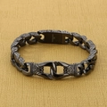 Retro relief pattern gun black stainless steel chain bracelet for men with vintage finish - Gun Black (KB150664-KJX)