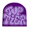 Detail of Top Tier purple knitted beanie showing soft jacquard fabric texture - Purple