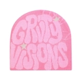 Detailed knit texture of pink beanie with GRIT VISIONS text and star patterns - 11-All Light Pink