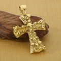 Gothic gold cross pendant with skull design for men, vintage stainless steel jewelry item - Pendant Only / Gold (KP120086-KJX)