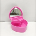 Pink heart-shaped jewelry box with dual layers, interior mirror, and tray compartments - Deep Pink