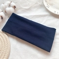 Navy blue ribbed knit headband for women in a cozy sports or casual autumn style - Navy Blue