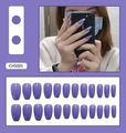 Glossy lilac long ballerina press-on nails set with trapezoid shape design for women - Glue Style (CHS005) / Purple