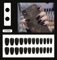 Uñas postizas negras brillantes largas tipo ataúd con un juego de puntas de uñas pulidas - CHS006 Negro (Estilo de Pegamento)