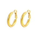 Massive 18K vergoldete Edelstahl-Creolen mit polierter Oberfläche im runden Design - 25mm / Gold
