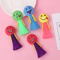 Set of 5 colorful emoji spring toys with foam heads in red, green, blue, pink and yellow - 9cm Bouncing Sprite Toy