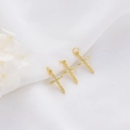 Three gold cross pendants with zircons and textured finish on white background - H-5665 Cross Pendant