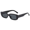 Retro rectangle sunglasses with thick black frame and dark grey lenses for a vintage style - Black Frame Grey Lens