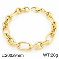Bracciale a catena in acciaio inossidabile dorato da 9mm con maglie ovali da 200mm - Bracciale Oro (KB182968-KFC) / 200x9mm