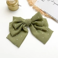 Barrette à cheveux gros nœud vert à pois sur fond blanc avec accessoires vintage - Vert Matcha à Pois
