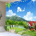 Tenture murale paysage pastoral avec lac et montagne pour décor de chambre - Beau Paysage