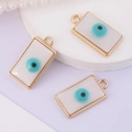 Rechteckige weiße Evil Eye Anhänger mit Vergoldung für DIY-Schmuck und Ketten - Rechteck