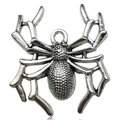 Silver spider pendant with antique metal texture for DIY Halloween jewelry making - Antique Silver Large Spider(7458)
