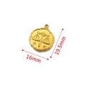 Golden 16mm Libra zodiac charm in stainless steel with detailed embossed scale pattern - Libra