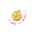 Golden zodiac pendant with star relief, measuring 16mm wide by 19.5mm high - Capricorn