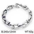 Polished stainless steel nail hook link chain bracelet, 240x12mm, 62g silver finish - Bracelet (24cm) / Steel