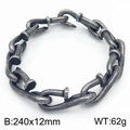Retro style nail link bracelet in dark silver stainless steel measuring 240x12mm 62g - Bracelet (24cm) / Matte Black