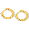 Vista macro dettagliata di orecchini a cerchio intrecciati in argento S925 dorato - Argento 925 / Oro
