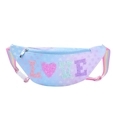 Kids gradient sequin heart fanny pack with LOVE letters and rainbow shoulder strap - Blue Multicolor