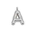 Polished silver metal letter A pendant in 3D balloon style for DIY necklaces - Letter A-Pendant Only / Silver