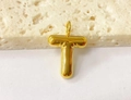 Detailed view of a golden bubble letter T pendant on a minimalist background - Letter-T / Steel