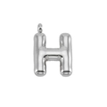 Detailed view of silver stainless steel chubby bubble letter H pendant charm - Letter H-Pendant Only / Silver