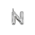 3D bubble initial N necklace pendant in silver finish with polished stainless steel surface - Letter N-Pendant Only / Silver