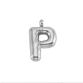 Silver balloon letter P pendant in polished stainless steel for fashion necklaces - Letter P-Pendant Only / Silver