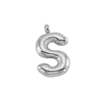 Silver stainless steel balloon letter S pendant necklace with high polished finish - Letter S-Pendant Only / Silver