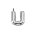 Minimalist silver bubble letter U pendant in polished stainless steel for women - Letter U-Pendant Only / Silver
