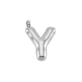 Minimalist silver stainless steel 3D bubble letter Y pendant for women necklace - Letter Y-Pendant Only / Silver