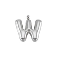 Silver balloon letter W pendant in polished stainless steel with 3D bubble effect - Letter W-Pendant Only / Silver