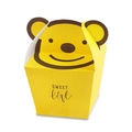 Schattig geel opvouwbaar papieren geschenkdoosje in beer-vorm met Sweet Love tekst - 6.5*4.1*6cm / Gele Beer