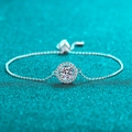 Bracelet halo classique en argent sterling S925 avec une pierre moissanite ronde brillante - Argent 925 / Petit Halo Rond Zirconia 6,5mm