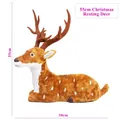 Décoration cerf de Noël couché en peluche marron à taches blanches, hauteur 55 cm - 55cm