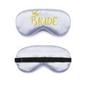 Lavender faux silk Team Bride sleep mask with adjustable strap for wedding party - Gold Foil Crown Bride / Light Purple