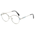 Lunettes de soleil rétro monture ronde en métal argenté avec accents en pierres bleues - Monture Argentée Verres Transparents