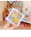 White square PE film floating frame display case for jewelry and small collectibles - Round Base / 5.5x2cm / White
